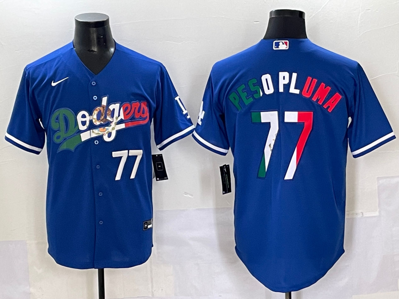 Men 2025 Los Angeles  Dodgers #77 Pesopluma Blue Nike MLB Jersey style 004->los angeles dodgers->MLB Jersey
